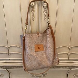 Back on the Farm Birch White Leather Tote Bag